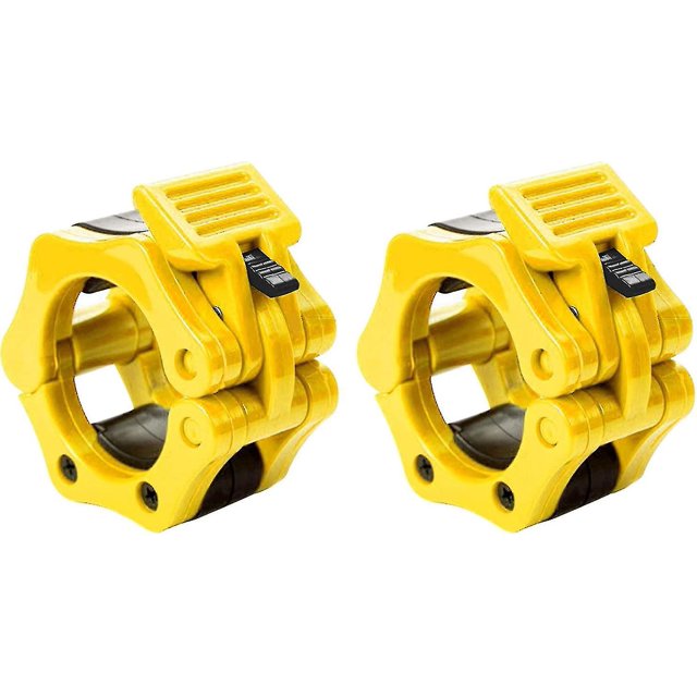 Anillo de bloqueo, collar de bloqueo para entrenamiento físico, entrenamiento de fuerza, liberación rápida, 50 mm, paquete de 2, amarillo