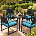 thumbnail image 2 of Outdoor Chair Cushions Set of 4, Waterproof & Fade Resistant Seat Cushion for Patio Furniture - 19 x 19 x 2 Inch Chair Pads with Ties and Hidden Zipper, Teal, 2 of 9