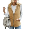 thumbnail image 4 of YYDGH Women's Puffer Vest Solid Color Zip Up Sleeveless Winter Coats Stand Collar Hooded Jacket Winter Warm Outerwear Padded Gilet with Zipper Pockets, 4 of 8