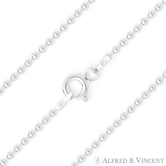 1.5mm Polished Ball Bead Link Italian Chain Anklet in .925 Sterling Silver