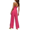 thumbnail image 3 of Qmyliery Women's Sleeveless One-Piece Clothes, Solid Color Backless Metal Ring Linked Loose Fit Wide-Leg Jumpsuit, 3 of 4