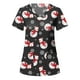 thumbnail image 3 of Puntoco Blusa de manga corta con cuello en V para mujer, uniforme con bolsillos estampados de Navidad Puntoco Puntoco-7143, 3 of 4
