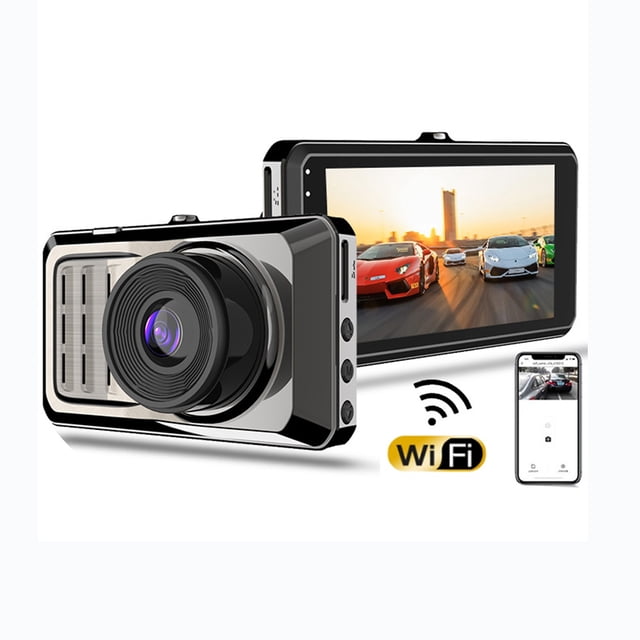 Danhjin Hd Tachograph Mobile Wifi Front And Rear Recording Hd Dash Cam 1296P Starlight Night Vision Mobile Detection Reverses Camera G Sensor 24H Parking Monitoring