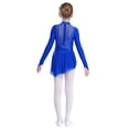 thumbnail image 5 of YiZYiF Girl's Figure Ice Skating Costume Rhinestones Long Sleeve Asymmetrical Ballet Tutu Dance Dress Blue 12, 5 of 7