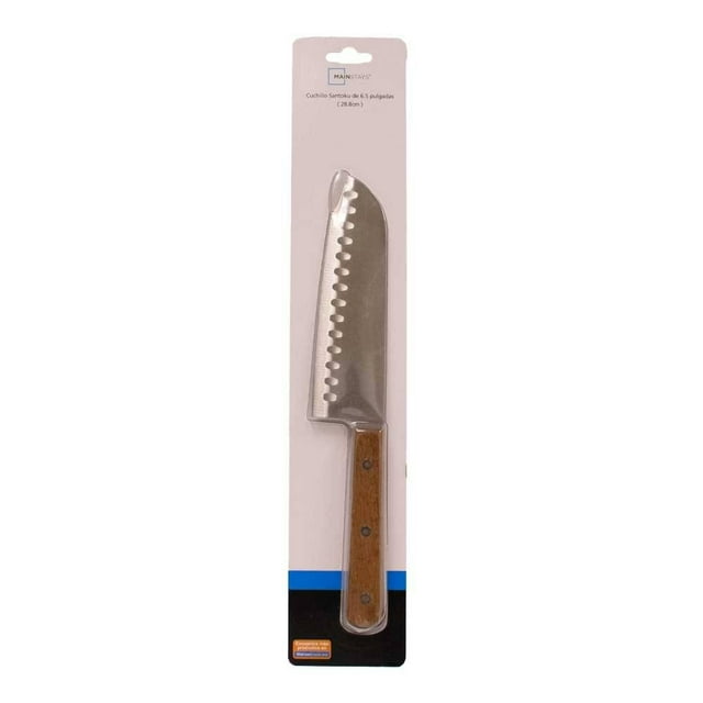 Cuchillo Santoku Mainstays de Acero Inoxidable Mango de Madera 28.8 cm