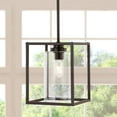 thumbnail image 3 of JONATHAN Y Quinn 8.13" 1-Light Industrial Farmhouse Iron/Glass LED Pendant, Oil Rubbed Bronze, 3 of 9
