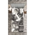 thumbnail image 3 of Ambesonne Romance Quilted Bedspread Set 2 Pcs, Skeleton Marriage, Twin Size, Dimgrey and White, 3 of 3