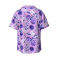 thumbnail image 2 of KLL Violet Print Men's Shirt Short Sleeve Button Down Summer Cuba Beach Shirts- Small, 2 of 7