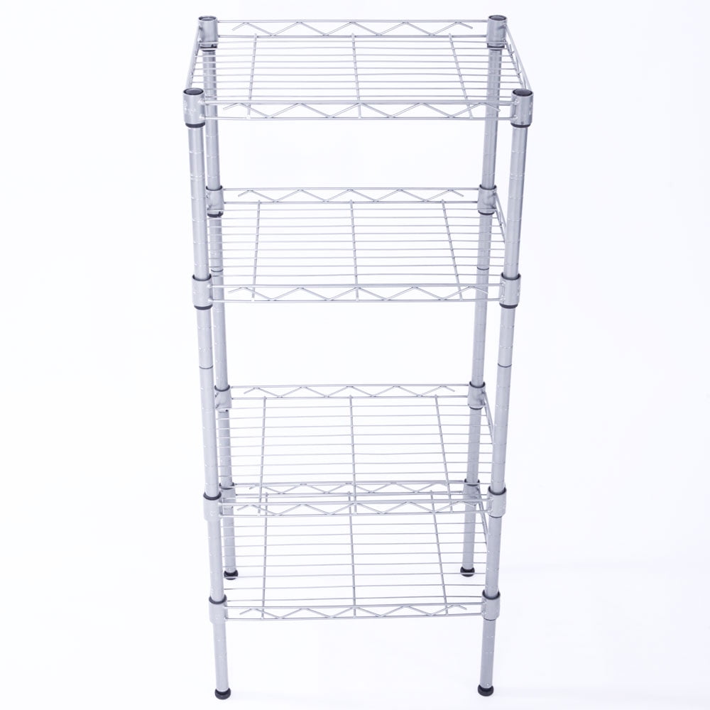 Kepooman 4-Shelf Rectangle Metal Storage Rack, Silver Gray Kepooman 4-Shelf Rectangle Metal Storage Rack, Silver Gray
