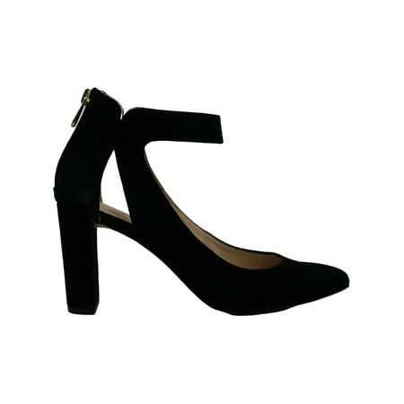 Adrienne Vittadini Womens nieves Fabric Round Toe Ankle Strap, Black, Size 8.5