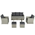 thumbnail image 2 of Outsunny 6 pc Patio Dining Set, All Weather Rattan with 3 Seater, Gray, 2 of 9