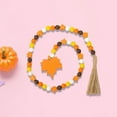 thumbnail image 6 of nvzhuang Fall Wooden Bead Garland with Tassel and Maple Leaf Pumpkin Tag, Thanksgiving Tiered Tray Decor Hanging Ornaments, 6 of 9