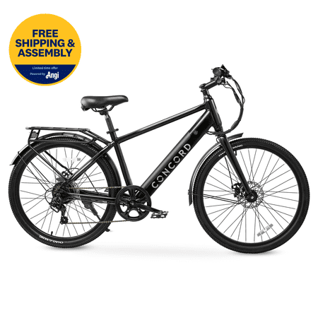 Concord Commutr 26'' Electric Bike, 350W Motor, Class 2, Black, Fits Riders 5'2"-5'10