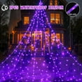 thumbnail image 5 of Scidweet Halloween Decorations Outdoor, 500 LED Halloween Giant Spider Web Lights for Garden Yard Porch Home Decor, Purple White, 5 of 7