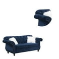 thumbnail image 4 of 77 Inches Nailhead Trim Velvet Loveseat with Crystal Tufting, Blue- Saltoro Sherpi, 4 of 5