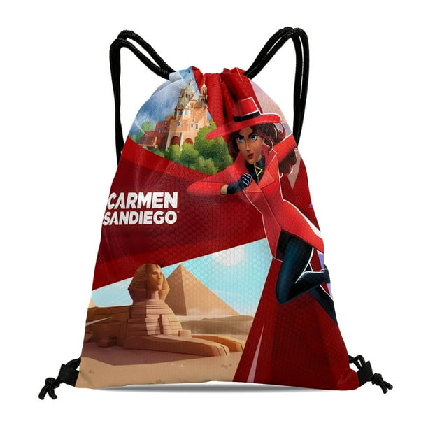 ¿Dónde en el Mundo está Carmen Sandiego? Mochila de Cuerdas para Deportes y Gimnasio, Bolsa de Cuerdas Resistente al Agua, Bolsa Cinch, 30×40cm