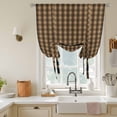 thumbnail image 2 of Tie Up Curtains for Windows Black Stars Buffalo Plaid Valance Adjustable Balloon Curtain Brown Checkered Tie Up Shades for Kitchen Living Room Bedroom Privacy Curtain Drape 34x45 Inch, 2 of 9