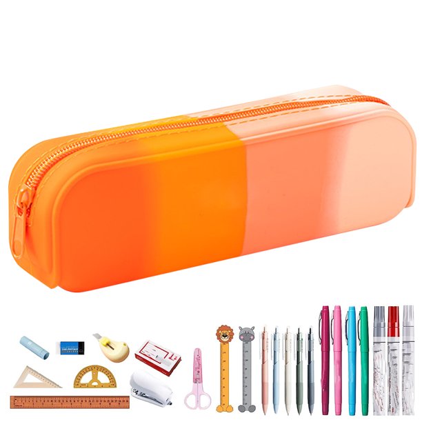 Estuche de silicona FloreceBien para lápices, elegante y sencillo organizador multifunción, pequeño y bonito estuche con cremallera, neceser de viaje para cosméticos y maquillaje, regalos