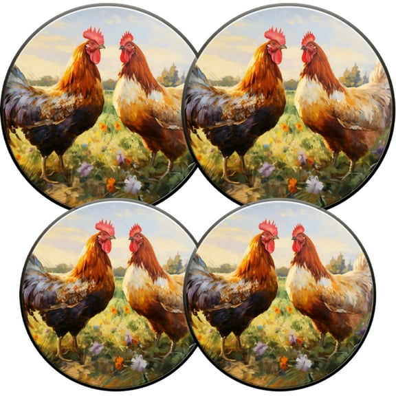 Gas Stove Burner Cover,Electric Stove Top Protector,Easy to Clean,Two Roosters in a Flowering Meadow