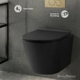 thumbnail image 2 of Calice Wall-Hung Toilet Bundle 0.8/1.6 GPF Dual Flush in Matte Black with Brass Flush Plate, 2 of 12