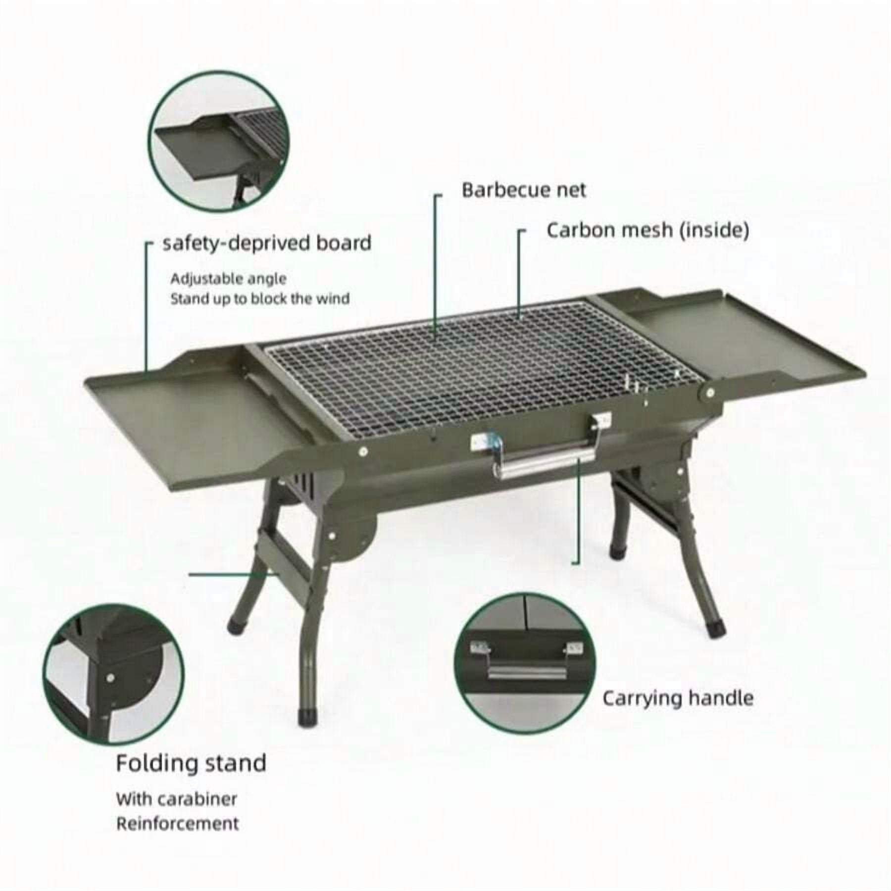 BBQ Barbecue Grill Folding Portable BBQ Barbecue Grill Charcoal Stove Tabletop Charcoal Grill For Outdoor Picnic Cooking Camping Garden BBQ Beach Party