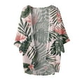 thumbnail image 4 of Cardigan For Women Lightweight Floral Print Puff Sleeve Chiffon Loose Fit Cover Up Casual Blouse Summer Beach Shrugs, 4 of 4