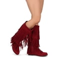 thumbnail image 6 of Refresh Jolin-02 Women Knee High Faux Suede Cascading Fringe Moccasin Boot, 6 of 6