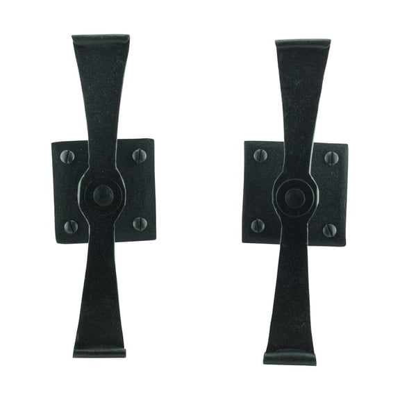 Pair Shutter Dog Black Wrought Iron Propelier Wood (Sold in Pairs) – Pack of 2 Pairs (4 Pieces) | Renovators Supply