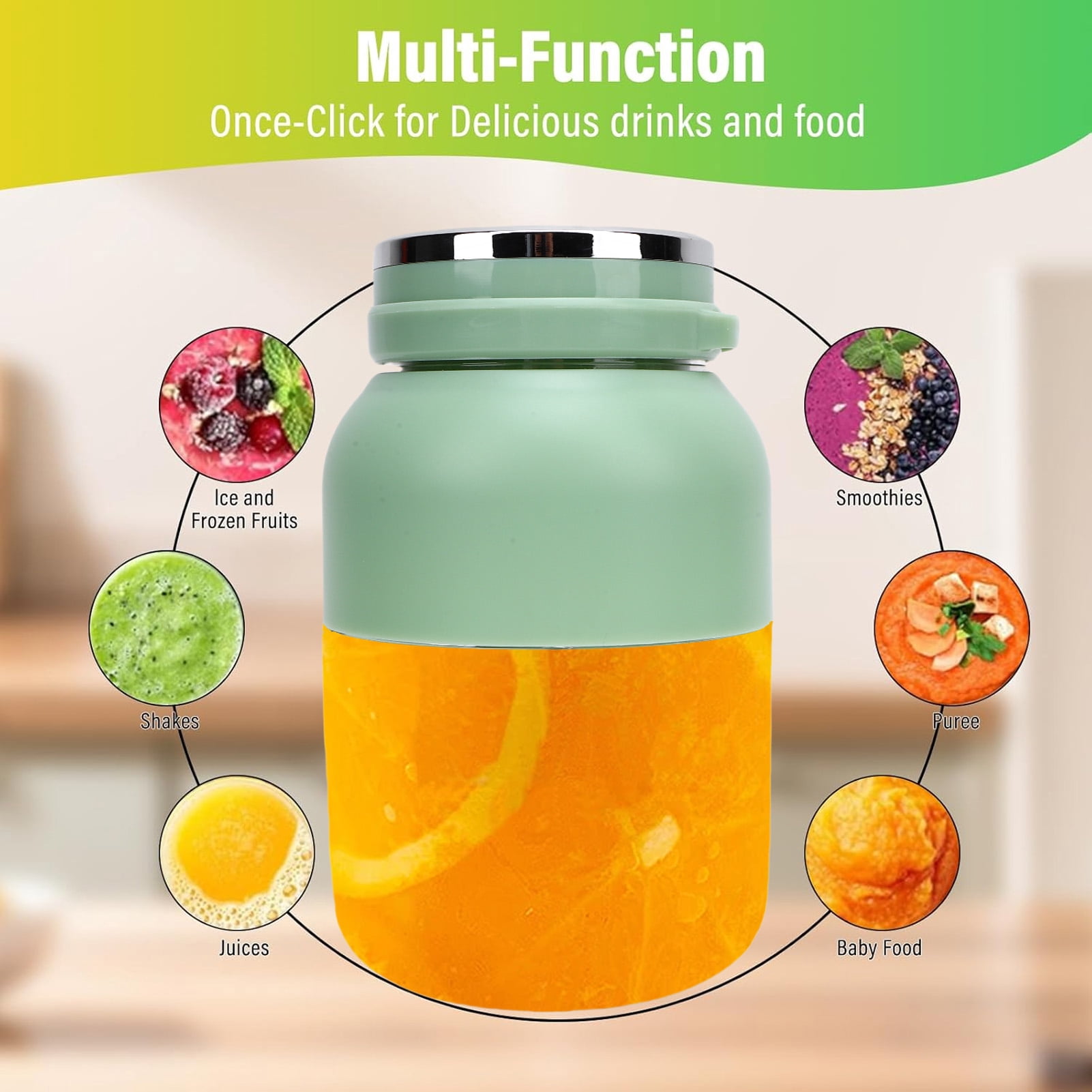 BOKYAN Portable Blender 800ml (27 oz) Electric Personal Juicer Cup for Shakes and Smoothies, 5000mAh Rechargeable Battery, Travel Size Cordless Mixer, Black