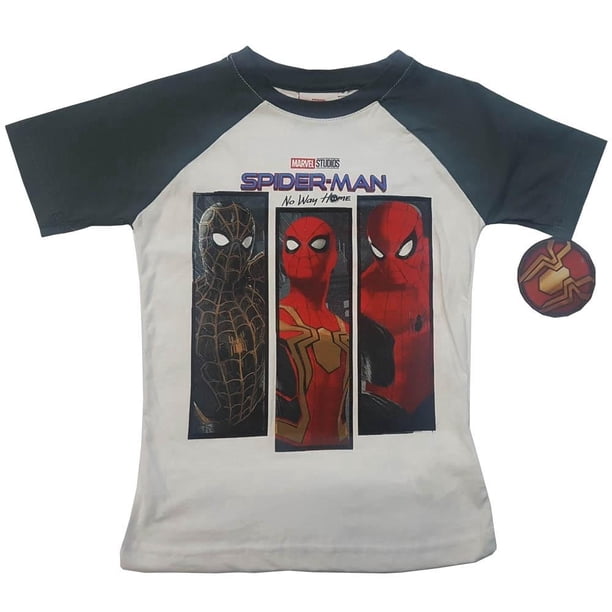 Playera Casual Spiderman Movis Blanco Para Niño Manga Corta Talla 6