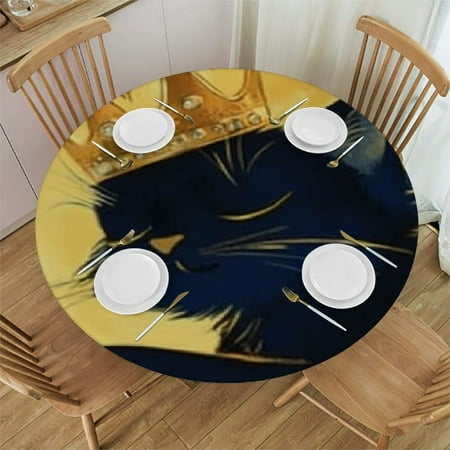 

Sheronv Cute Cat Round Tablecloth Stain-Resistant & Washable for Indoor Outdoor Dining Mother s Day Fitted Picnic Camping 100% Polyester Fiber 54 -58