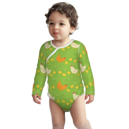 

Fotbe Funny Chicken Pattern Unisex-baby Long-sleeve Bodysuit Long Sleeve Bodysuits One-piece 100% Organic Cotton for Infant Baby Boys Unisex-12 Months