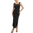 thumbnail image 2 of INSPIRE CHIC Women's Cocktail Dress Bow Tie Backless Square Neck Sleeveless Ruched Bodycon Dresses S Black, 2 of 5