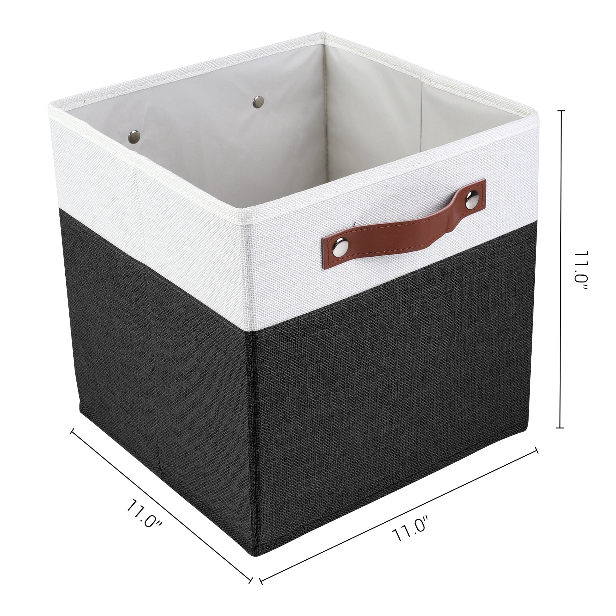 Unique Bargains Storage Cube Fabric Storage Bin with Handles Black 11*11*11in