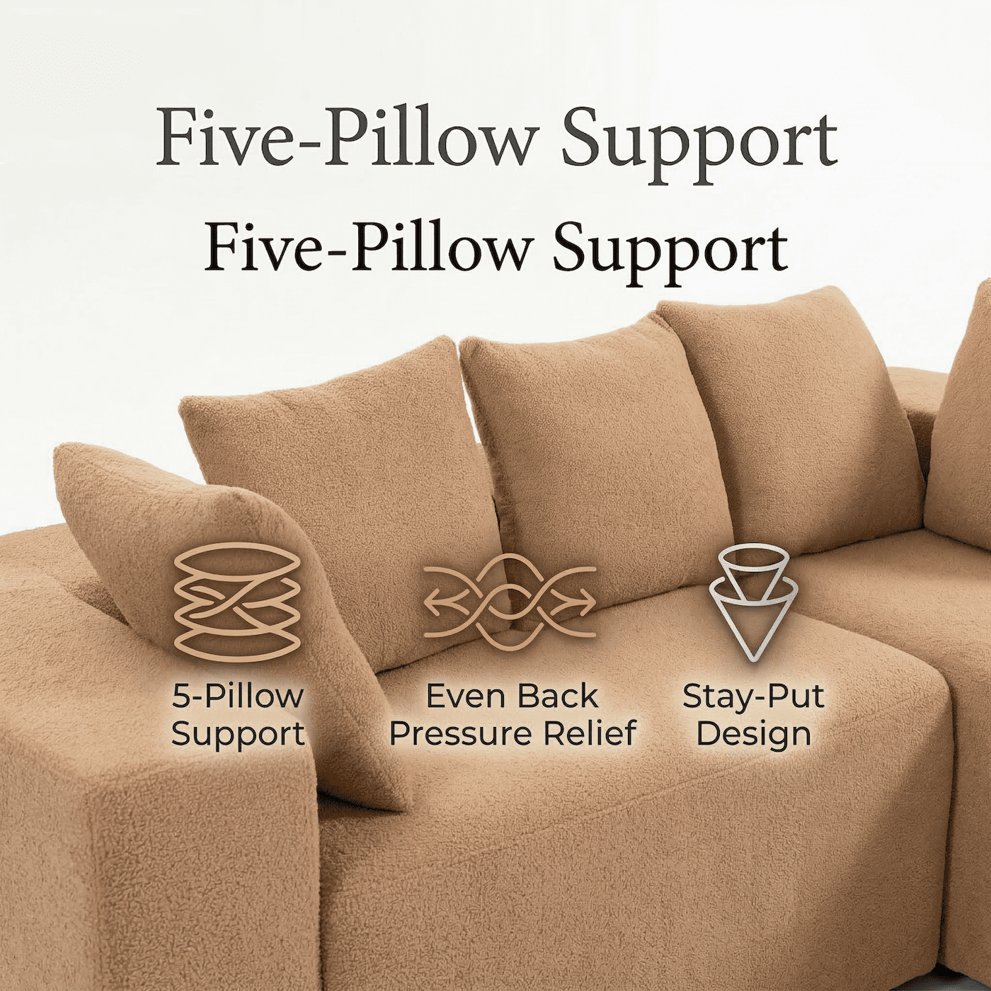 Xiweot 96" Cloud Sectional Couch for Living Room, Memory Foam Sectional Sofa with Deep Seat, Teddy Fabric L Shaped Modular Sectional Couch with Right Facing Chaise (Brown)