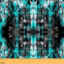 jejeloiu Oil Painting Fabric by the Yard 5 Yards,Batik Artwork Fabric for Sewing,Cyan Black Ombre Home Decor Fabric by the Yard For Teens,Ultra Soft Home Decor