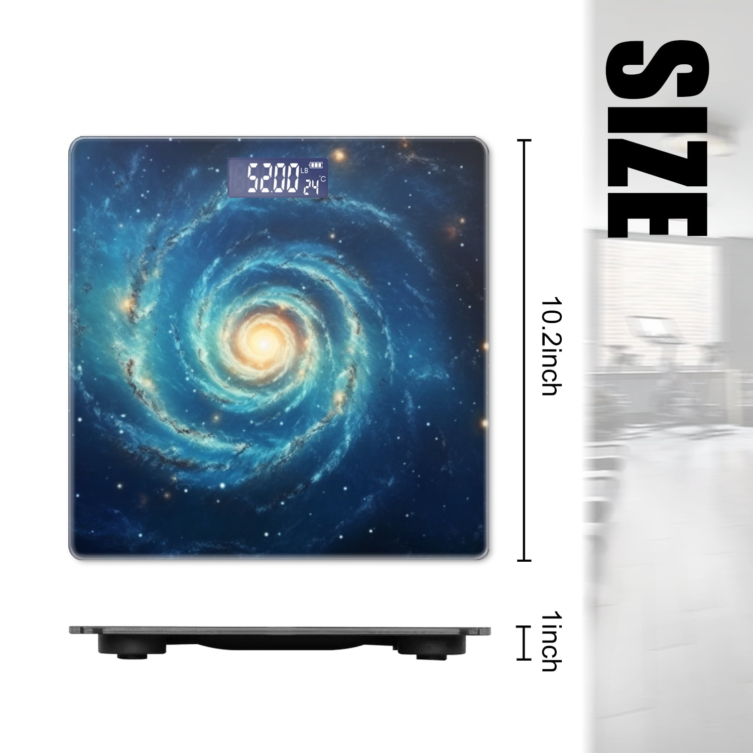 High Precision Body Weight Scale Smart Bathroom Scales with Large LCD Display(400lbs),Decorative for Bedroom-Blue Spiral Galaxy With Stars