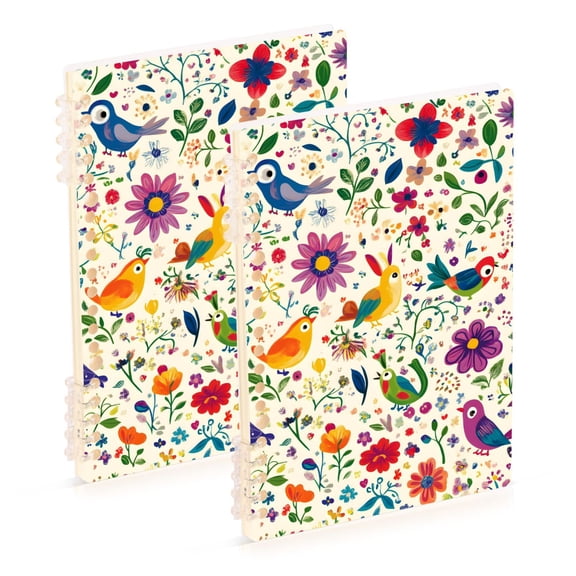 FORMRS 1-Subject Spiral Notebook 8" x 5" College Ruled 60 Refillable Sheet A5 Hard Cover, 2 Pack, Purple Cartoon Animals