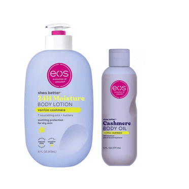 eos Shea Better 24H Moisture, Vanilla Cashmere Body Lotion & Body Oil Bundle