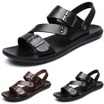 thumbnail image 5 of Sandals for Men 2025 Casual Comfortable Leather Beach Walking Driving Slingback Work Slip on Sandals, 5 of 7