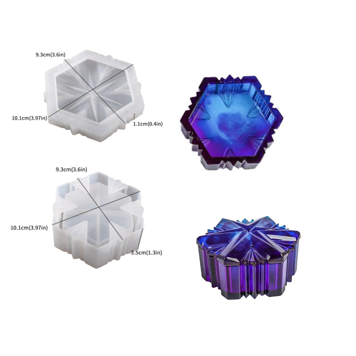 1PC Hexagonal Star Storage Box Silicone Mold, Crystal Epoxy Mold with Lid, Used for Epoxy Resin Jewelry Container Mold, Jewelry Home Decoration