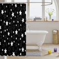 thumbnail image 3 of Manfei Lovely Stars Shower Curtain 72Wx72L,Cute Cartoon Themed Bathroom Curtain,Black White, 3 of 5