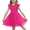 thumbnail image 6 of CIAKGIAF Big Girls Dresses Summer Ruffle Round Neck Casual Short Sleeved Comfortable Solid Color Princess Dress Hot Pink for 5-13Y, 6 of 7