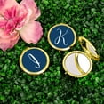 thumbnail image 2 of Koyal Wholesale Gold Compact Mirror Bridesmaid's Wedding Gift, Navy Blue, Monogram Letter I, 1-Pack, 2 of 5