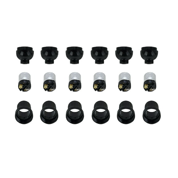 Aspen Creative 21312-16, Six Pack Set Phenolic Lamp Socket in Black