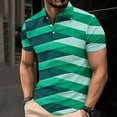 thumbnail image 2 of ZCFZJW Mens Striped Color Block Print T-Shirts Lightweight Casual Summer Short Sleeve Button up V Neck Henley Shirts Loose Regular Fit Comfy Workout Tees Tops Green L, 2 of 5