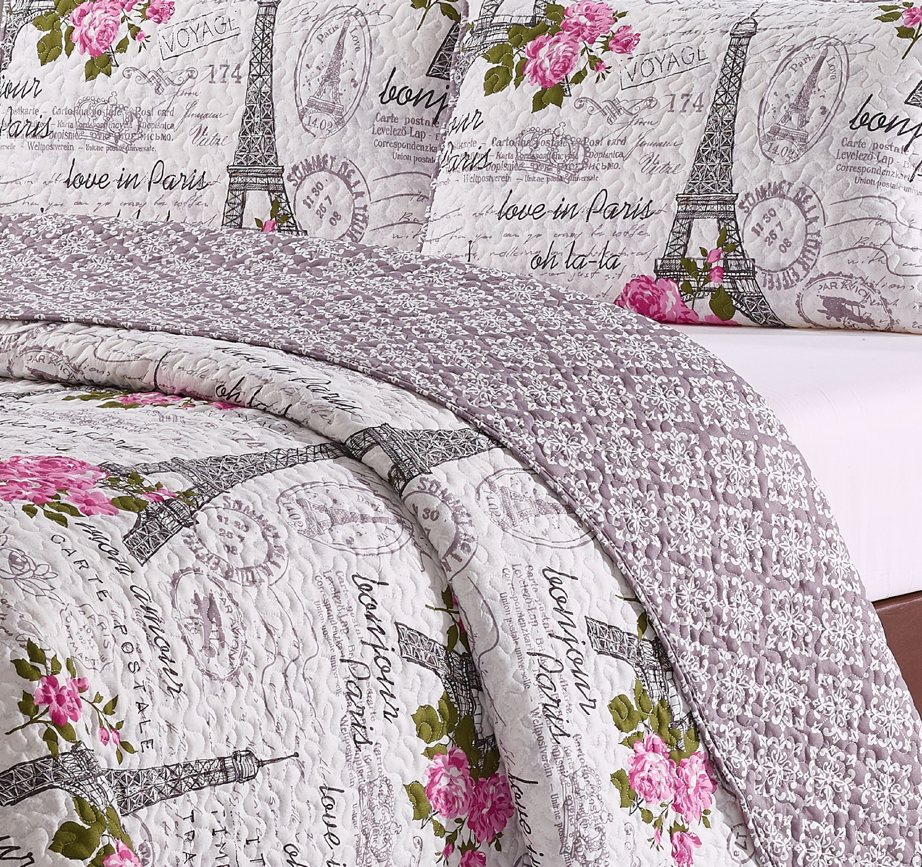 Harper Lane Vintage Paris Polyester Quilt, Twin/Twin XL - Hypoallergenic