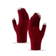 thumbnail image 2 of Hontri Gloves for Women Cold Weather Men And Women's Fashionable Cycling And Skiing Fitness Warm Sports Knitted Wool Gloves Gloves for Women Wine, 2 of 3