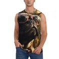 thumbnail image 2 of Fotbe Men's Pug Wearing Sunglasses Flowers Print Men's Sleeveless Muscle Tank Tops Casual T-Shirts for Gym Workout Beach-Small, 2 of 8