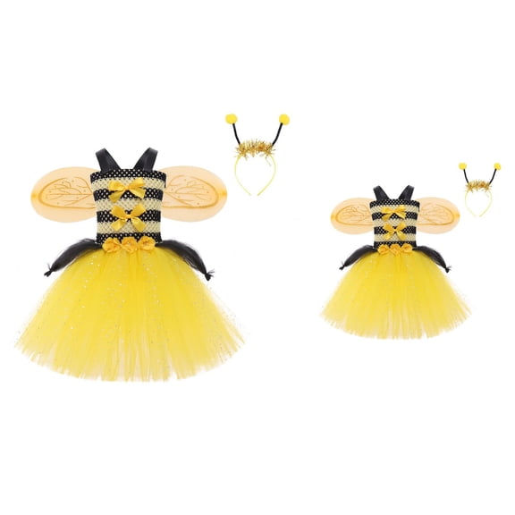 Whimsical Bee Dress for Kids, Tutu Skirt with Wings & Hair Accessory â Lightweight Easter Party for Girls